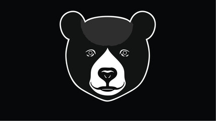Black bear on black, a stylized face. White lines define, in this dark space.