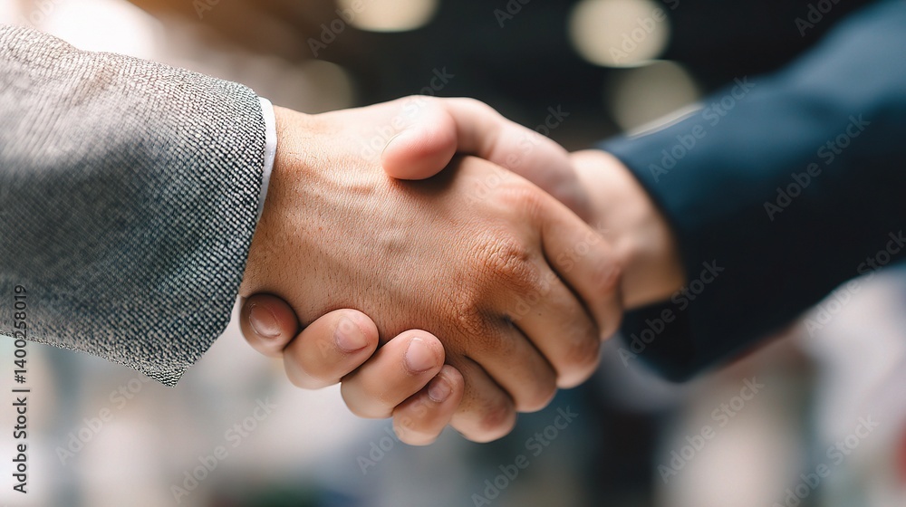 Poster professional business handshake symbolizing partnership and networking