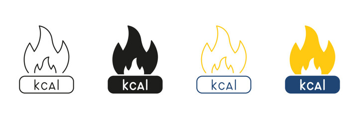 Calories Burn Line and Silhouette Icon. Physical Exercise and Weight Management Activity. Fitness Tracking Outline and Solid Icon. Editable Stroke. Isolated Vector Illustration