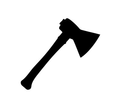 Black axe silhouette isolated on white background. Axe icon vector illustration.