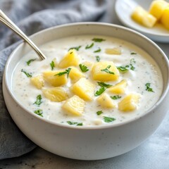 Creamy pineapple soup delight in a bowl with fresh parsley garnish a culinary masterpiece vibrant presentation and smooth texture
