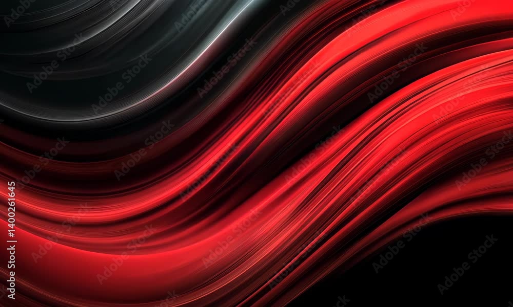 Aufkleber dynamic flowing lines in red and black, creating a mesmerizing abstract background
