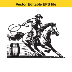 A Western cow girl riding horse in the Barrel race 