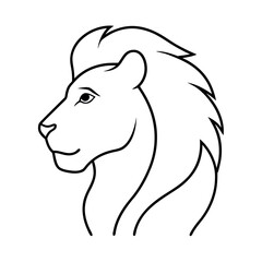 Bold Lion Head Profile in Tribal Style Design