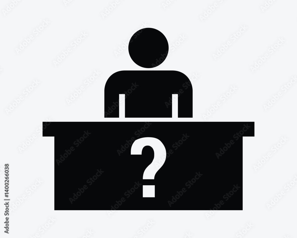 Poster help desk icon customer service front hotel concierge lobby receptionist client support question mar