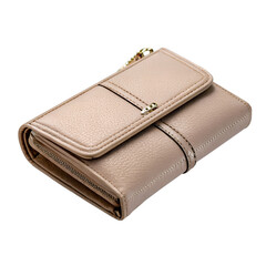 Beige Leather Wallet for Women on transparent background