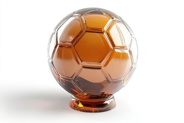 Naklejka premium Glass Soccer Ball Centerpiece Ornament on White Background for Sport Decor