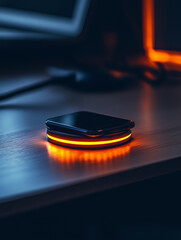 Obraz premium Modern modular charging dock in deep black color, designed for stylish and efficient charging in any modern workspace or home environment