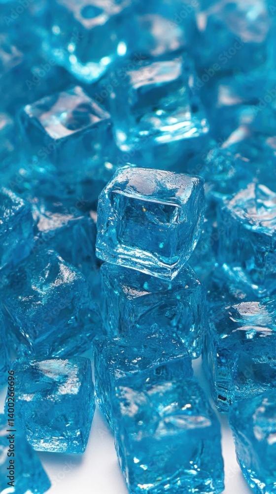 Aufkleber captivating close up of vibrant blue ice cubes sparkling with refreshing coolness showcasing their c