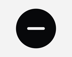 Negative Terminal Solid Circle Icon Battery Charge Minus Sign Black Round Button Less Zoom Out Scale Down Reduce Lower Low Remove Minimize Dash Subtract