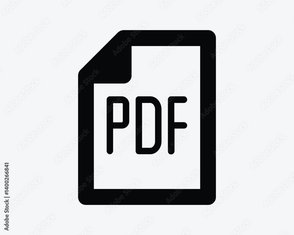 Aufkleber pdf document file outline icon doc page sheet paper folded black white line vector graphic print tex