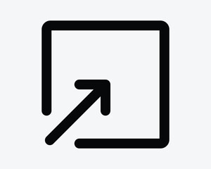 Open New Window Tab Outline Line Arrow Icon Sign Symbol Pointer File URL Site Link Hyperlink Popup Digital Shape Vector Illustration App Navigation