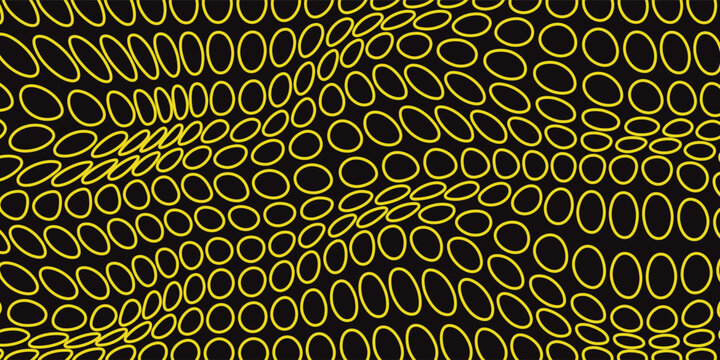 abstract geometric yellow outline dot wave pattern on dark.