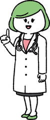 指差しをしている女性医師（全身）