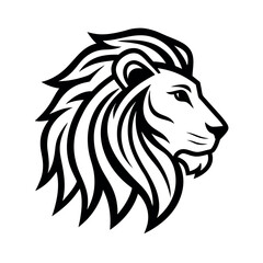 Bold Lion Head Profile in Tribal Style Design
