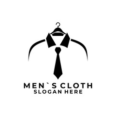 Men Cloth logo design vector template. Men Shirt with Hanger logo design icon