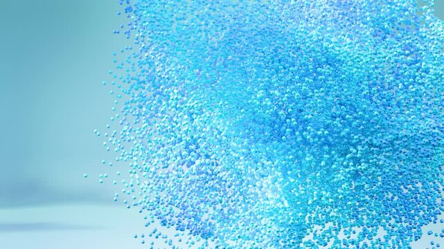 Blue Particles Waving, Abstract background, seamless loop animation, 3d render