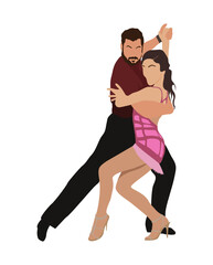 Dancing People, Dancer Bachata, Salsa, Flamenco, Tango, Latina Dance. Set of people in different dance poses. Cartoon style flat vector illustrations isolated in white background.