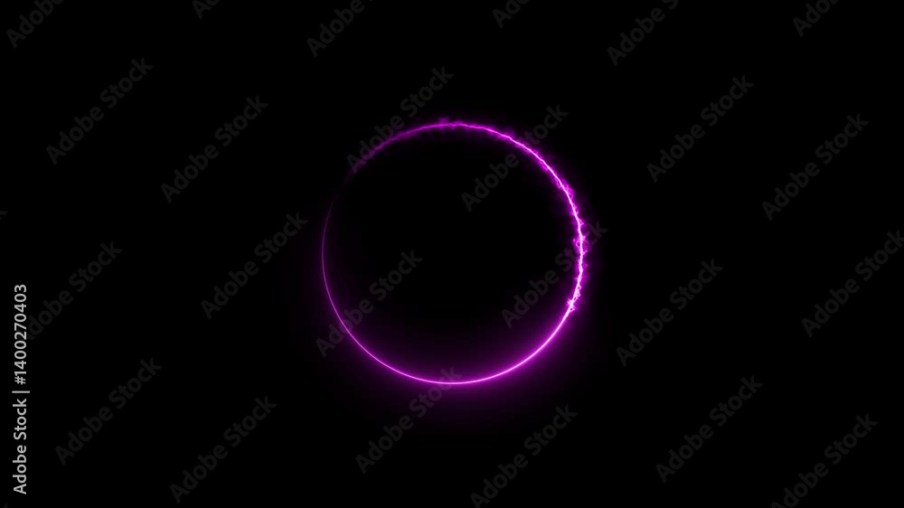 Poster circle loading icon neon bright magenta color animation. on the black background uploading icon.