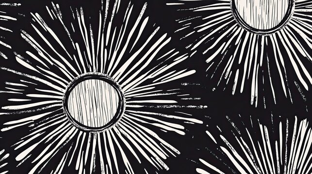 Abstract black and white floral pattern with radiating petal-like shapes