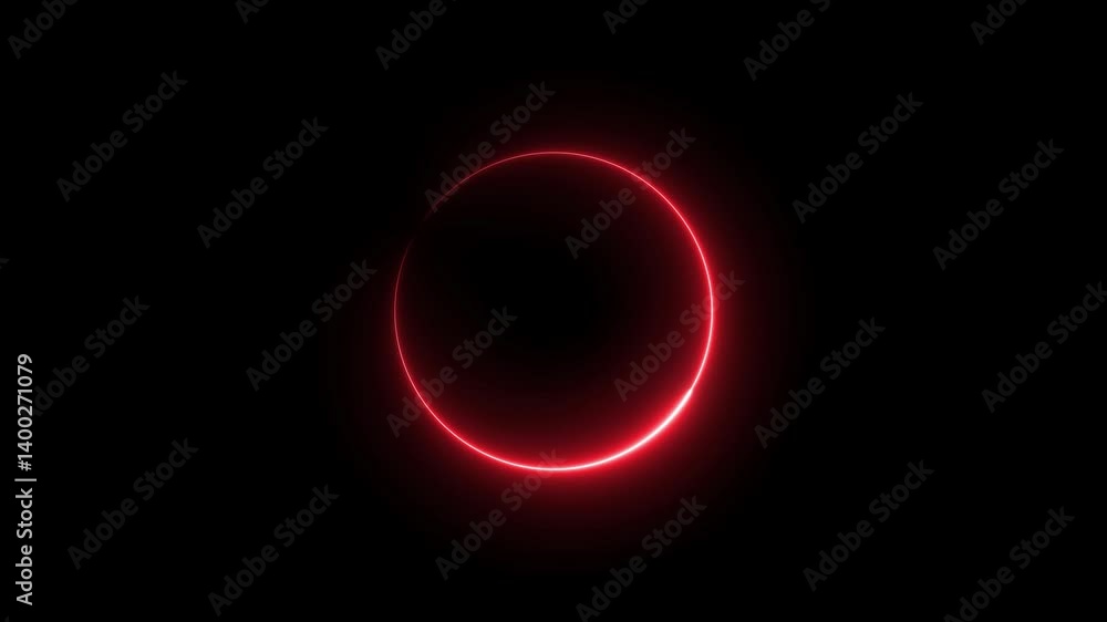 Poster circle loading icon neon bright red color animation. on the black background uploading icon.