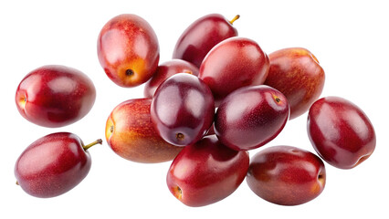 Pile of Fresh Red Jujube Fruits isolated on Transparent Background