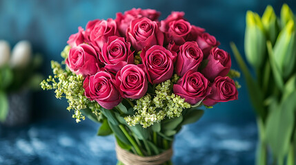 Lush red rose bouquet (1)