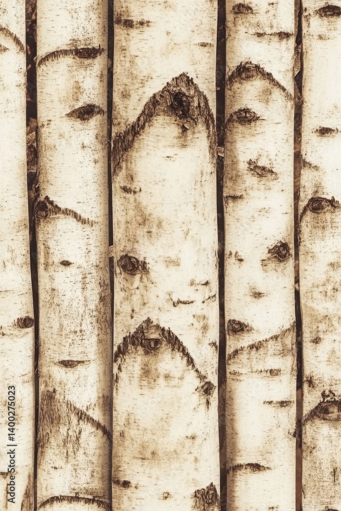 Aufkleber serene birch forest trunks in sepia tones capturing nature's intricate patterns and textures ideal f