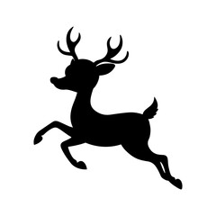 Fototapeta premium Silhouette illustration of a leaping deer with antlers on a white background scene view