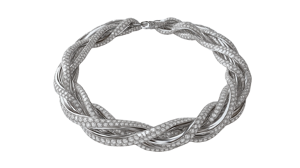 
A silver bracelet isolated on a white background in transparent png style, featuring elegant design, polished finish, and stylish details.