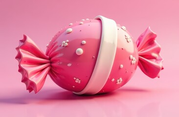 Kawaii cute wrapped candy illustration, pink
