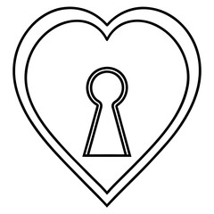 Elegant Heart Lock Line Drawing