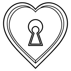 Elegant Heart Lock Line Drawing