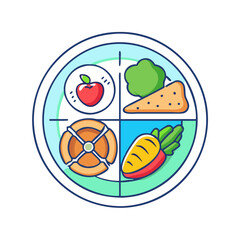 balanced diet plate icon, balanced diet plate vector illustration-simple illustration of balanced diet plate, perfect for balanced diet plate logos and icons