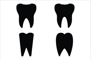 tooth silhouette vector set, tooth icon collections 