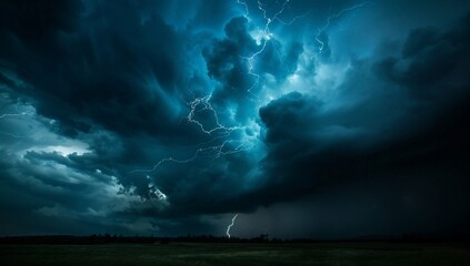 Dramatic Storm Clouds with Lightning
