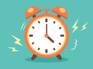 Ringing Alarm Clock - Vibrant Wake-Up Illustration.