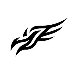 Fototapeta premium This abstract logo has a bold and elegant design, featuring flowing lines that emphasize movement and power. The tribal or vector art style makes it perfect for sports teams, equestrian businesses, ta