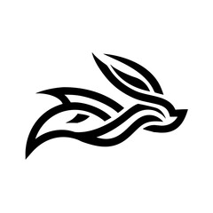 Fototapeta premium This abstract logo has a bold and elegant design, featuring flowing lines that emphasize movement and power. The tribal or vector art style makes it perfect for sports teams, equestrian businesses, ta