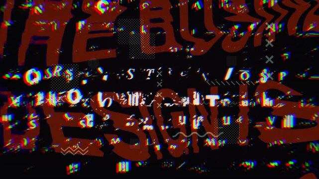 Colorful fast motion transition overlay background graphics and random text. 4K Quality Footage