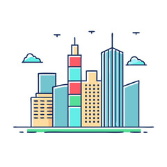 Fototapeta premium city skyline icon, city skyline vector illustration-simple illustration of city skyline, perfect for city skyline logos and icons