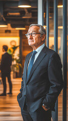 Confident older executive in modern office environment