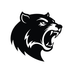 a black and white angry bear growling.eps