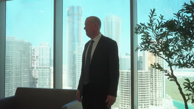 Senior executive in a city office is stunned over failed leadership and financial business plans