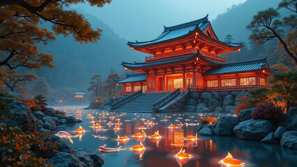 灯魚舞う、静寂の寺