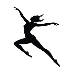 dancer mid jump vector art silhouette
