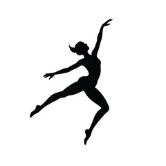 dancer mid jump vector art silhouette