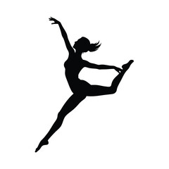 dancer mid jump vector art silhouette