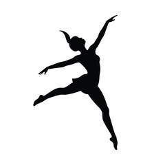 dancer mid jump vector art silhouette