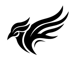 This abstract logo has a bold and elegant design, featuring flowing lines that emphasize movement and power. The tribal or vector art style makes it perfect for sports teams, equestrian businesses, ta